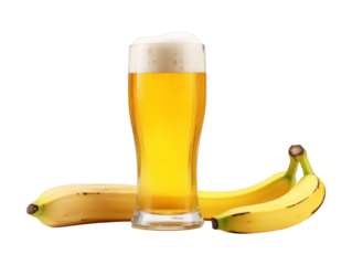 Banana Beer isolated on transparent png background. Generative ai