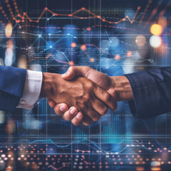Businessmen make handshake, greeting, dealing, merger, acquisition, joint venture for business, finance, investment background, teamwork, successful business. Shaking hands after signing lucrative fin