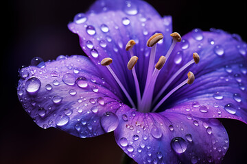 The water drops on Violet flower pistil , Macro photography