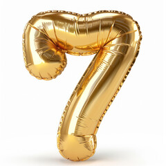 Golden Number Balloons number seven. Realistic 3d render air balloon. Helium balloons. Party, birthday, celebrate anniversary and wedding. Realistic design elements.
