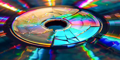 Shattered CD with Vivid Rainbow Colors