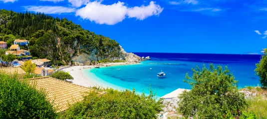 Fotobehang  Turquoise beautiful beaches  of Lefkada island, Agios Nikitas village .Greece, Ionian islands. Greek summer destinations © Freesurf