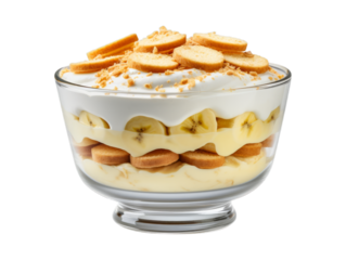 Banana Pudding isolated on transparent png background. Generative ai