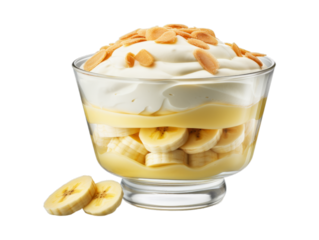 Banana Pudding isolated on transparent png background. Generative ai
