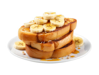 Banana French Toast isolated on transparent png background. Generative ai
