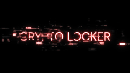 Obraz premium Crypto locker text with screen effects of technological glitches