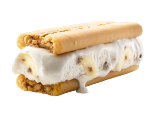 Banana Ice Cream Sandwich isolated on transparent png background. Generative ai