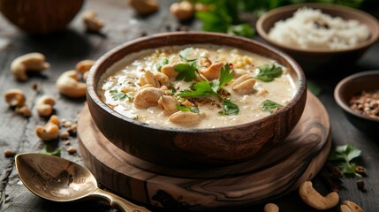 Indian dish Korma is a delicate creamy cream based on yogurt, coconut milk, ground nuts and fragrant spices.