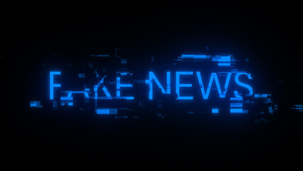 Obraz premium Fake news text with screen effects of technological glitches