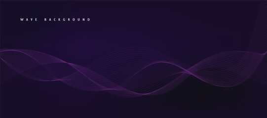 Purple background with flowing wave lines. Futuristic technology concept. Vector illustration
