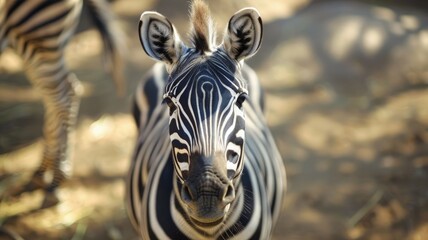 Fototapeta na wymiar Captivating Zebra in Serene Safari Landscape:Monochrome Portrait of Majestic Equine in Natural Habitat