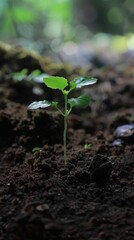 Seedling Breaking Soil. Generative AI.