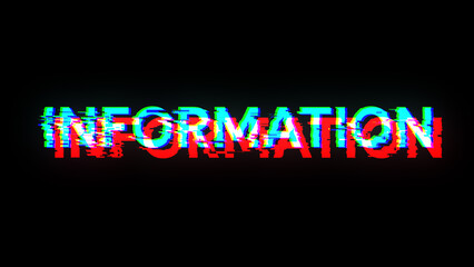 Information text with screen effects of technological glitches