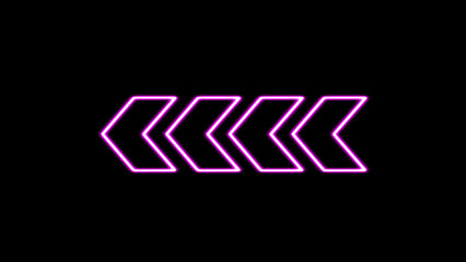 Rendering of glowing neon arrows on a black background. Flashing direction indicators. See my portfolio for more color or design images.