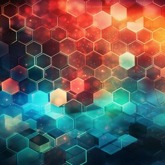 illustration of Digital hexagon abstract background, Generative ai