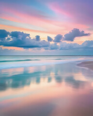Obraz premium Pastel Sunset Reflections on Serene Beach