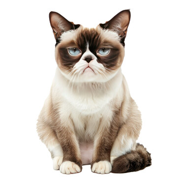 Grumpy cat on white background. 