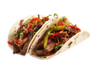 Beef Bulgogi Tacos isolated on transparent png background. Generative ai