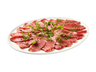 Beef Carpaccio isolated on transparent png background. Generative ai