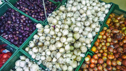 assorted onions crop at market