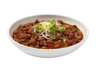 Beef Chili isolated on transparent png background. Generative ai