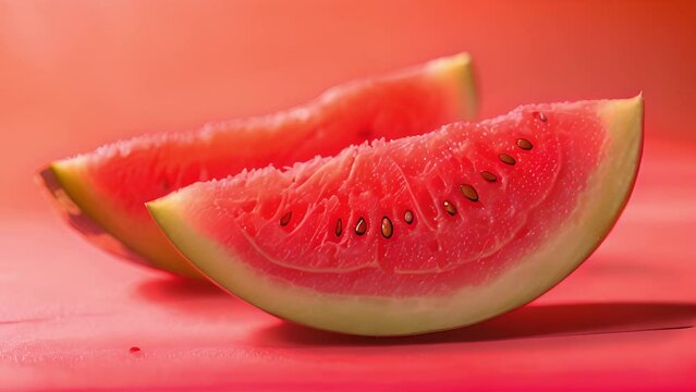 Watermelon animation: Fresh fruit delight, juicy slices, summertime concept