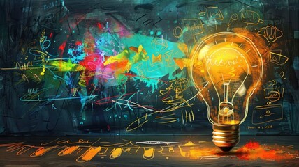 Luminous Ideation:Sparking Innovative Solutions through Creative - obrazy, fototapety, plakaty