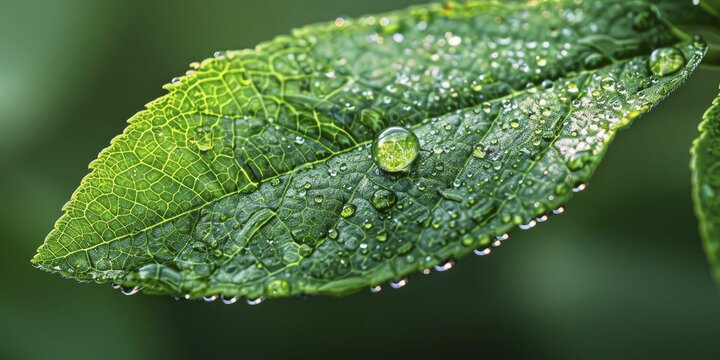 Extreme close up of a leaf undergoing transpiration, showing the moisture release to the environment.