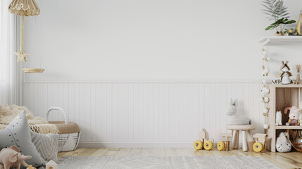 white room with wall, childrens room