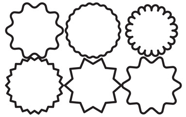 Set of vector starburst, sunburst badges. Nine different color. Simple flat style Vintage labels. Design elements. red stickers. A collection of different types and colors icon