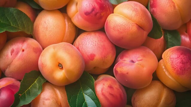 Animated peach extravaganza: Variety of succulent slices, summer bliss concept