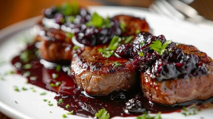 Meat with Exotic Blueberry Sauce 