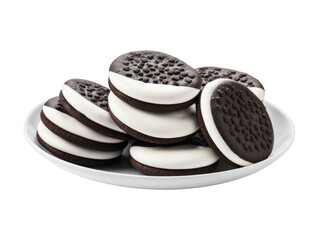 Black And White Cookies isolated on transparent png background. Generative ai