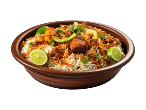 Biryani isolated on transparent png background. Generative ai
