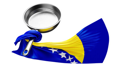 Innovative Display of Bosnian Flag with Starry Cascade from a Shiny Pan