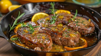 Fototapeta premium Meat with Exotic Citrus Sauce 