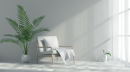 minimalist interior with armchair