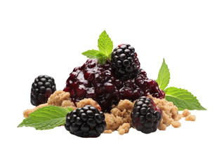 Blackberry Crumble isolated on transparent png background. Generative ai