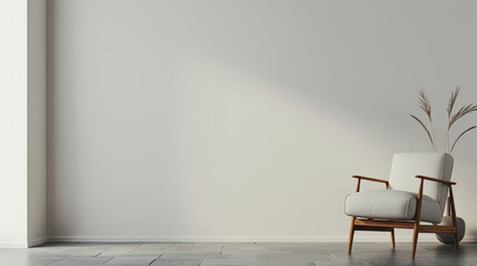 minimalist interior with armchair - obrazy, fototapety, plakaty