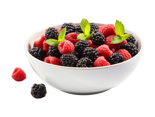 Blackberry Fruit Salad isolated on transparent png background. Generative ai
