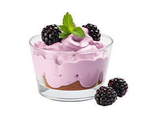 Blackberry Mousse isolated on transparent png background. Generative ai