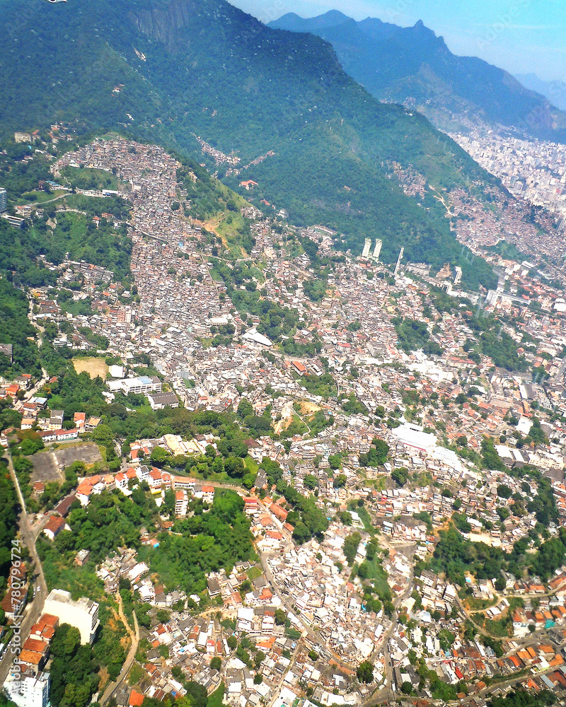Wall mural Aerial view of the Doana Marta slum in Botafogo Neighboorhood. Riode Janeiro City, Dec 2020 - Wall murals