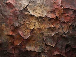 Textured stone background in dark shades of brown and red, showcasing a craggy and cracked surface for creative designs