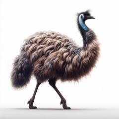 Image of isolated emu against pure white background, ideal for presentations
