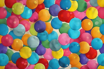 Polka dots, multi-colored, seamless, 2D flat, for vibrant 3D work, straight top-down perspective.