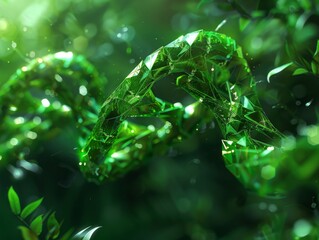 Green DNA strands encapsulated in a sustainable abstract design, illustrating the future prospects of genetic modification and biotech innovation - obrazy, fototapety, plakaty