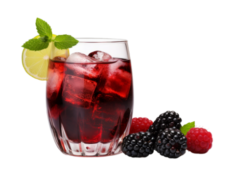 Blackberry Sangria isolated on transparent png background. Generative ai