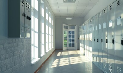 School lockers in the hallway