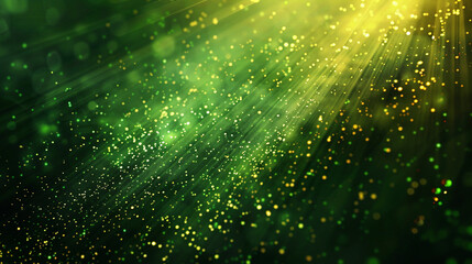 Asymmetric green light burst. abstract beautiful rays of lights on dark green background with the...