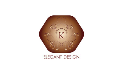 Exquisite monogram design with the initial K. Emblem logo restaurant, boutique, jewelry, business.